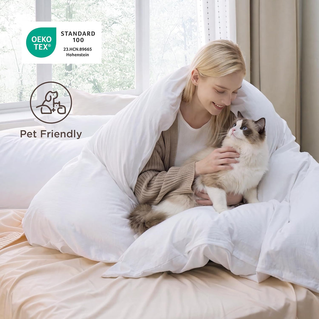 Bedsure Prewashed Duvet Cover Queen, Cotton-Like Bedding Set, Bright White | Ultra Soft, Relaxed Texture, Breathable Comfort, Hidden Zipper, 8 Corner Ties, Easy Care, OEKO-TEX Certified, Year-Round Use