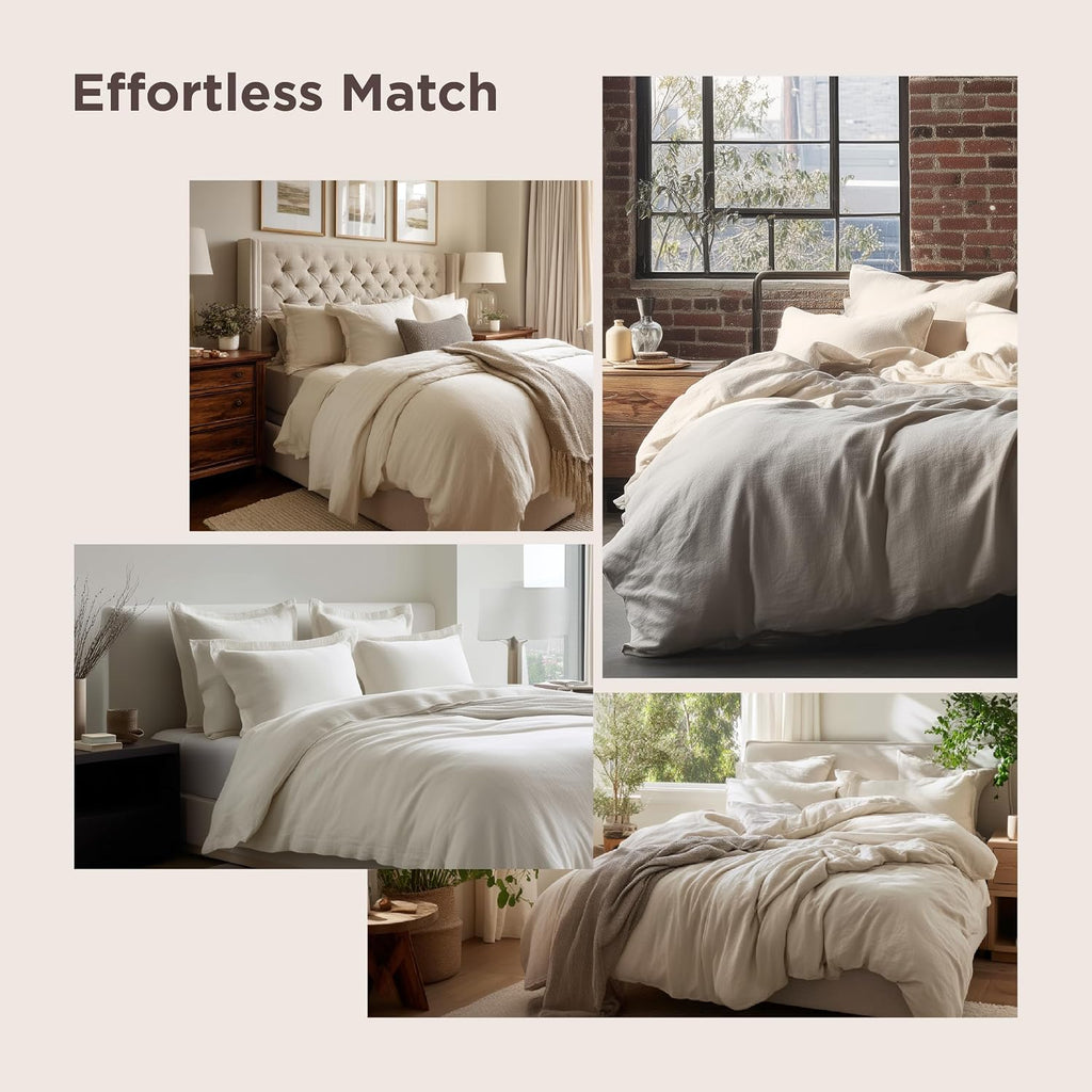 Bedsure Prewashed Duvet Cover Queen, Cotton-Like Bedding Set, Bright White | Ultra Soft, Relaxed Texture, Breathable Comfort, Hidden Zipper, 8 Corner Ties, Easy Care, OEKO-TEX Certified, Year-Round Use