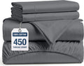 Bed Sheets Queen Size - 450TC 100% Cotton Sateen Weave, Charcoal | Soft, Breathable, Cooling & Silky Queen Sheet Set - 15 Inch Deep Pocket, OEKO-TEX Certified, Hotel Luxury
