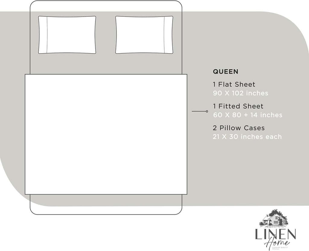 100% Cotton Percale Sheets Queen Size, White, Deep Pocket, 4 Pieces Set - 1 Flat, 1 Deep Pocket Fitted Sheet and 2 Pillowcases, Crisp Cool and Strong Bed Linen