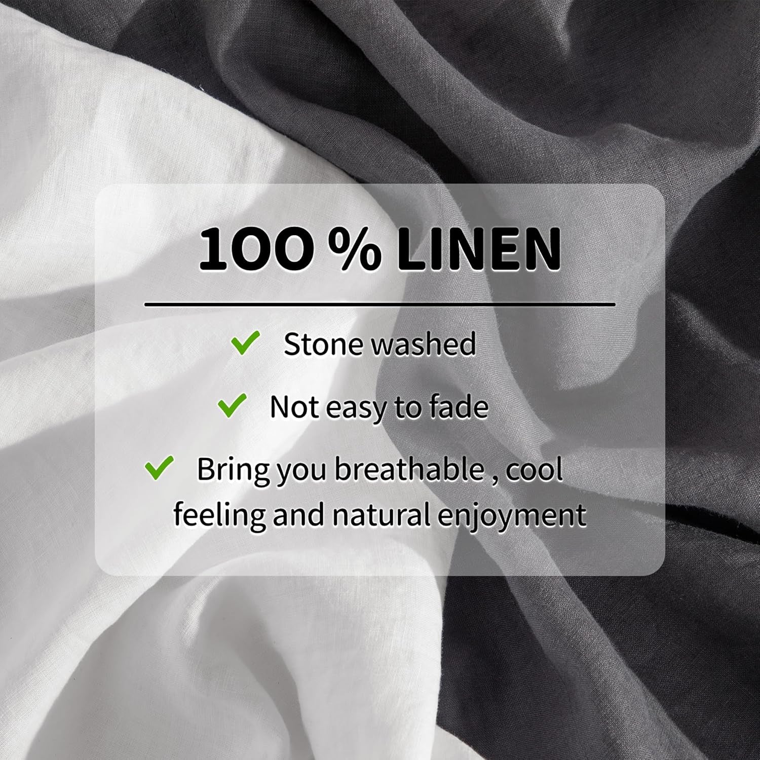 100% French Organic Linen Sheet Set 4Pcs, 16" Deep Pocket Queen Size | Pure Linen Bed Sheet, Natural Flax, Soft Breathable Sheets for Hot Sleepers, Durable, and Cozy for All Seasons, Dark Gray