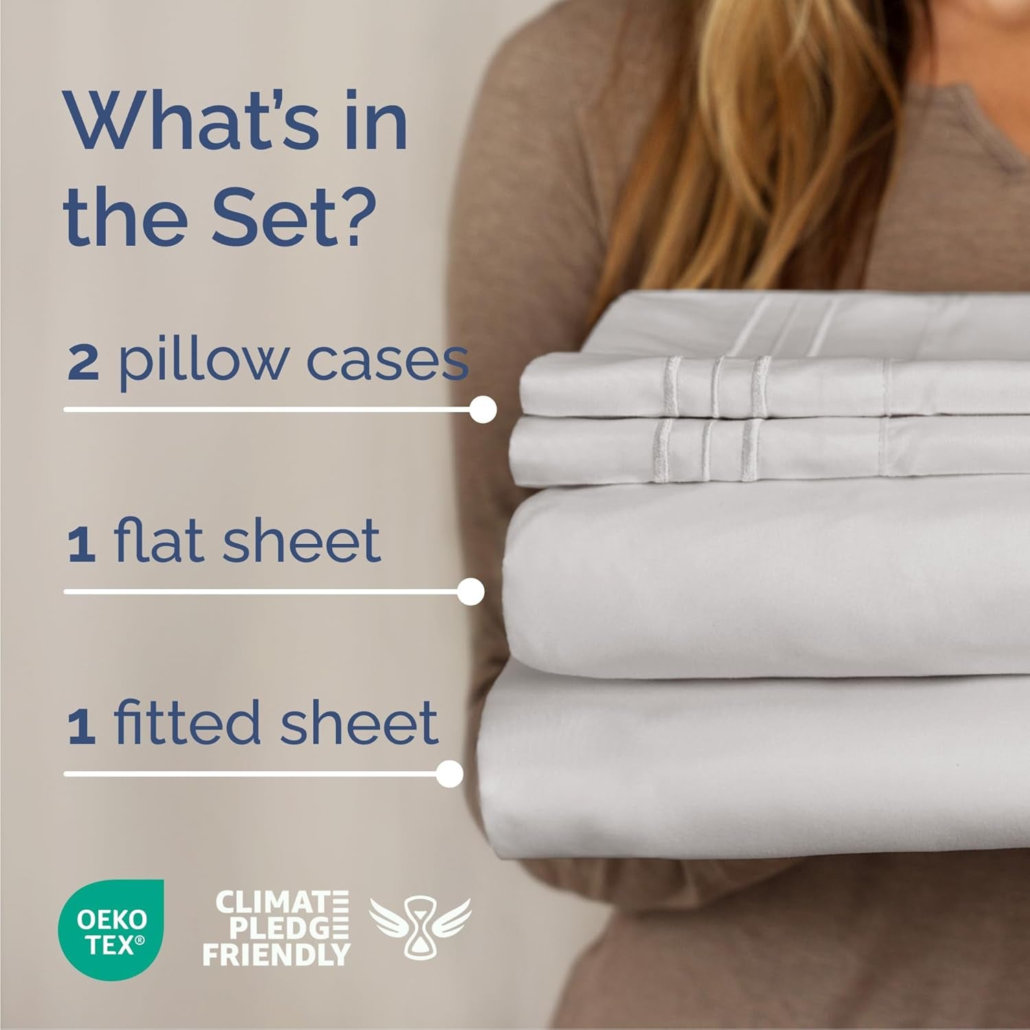 King Size 4 Piece Sheet Set - Breathable & Cooling Sheets - French Grey | Hotel Luxury Bed Sheets for Women & Men, Deep Pockets, Easy-Fit, Extra Soft and Wrinkle Free Sheets, Oeko-Tex Bed Sheet Set