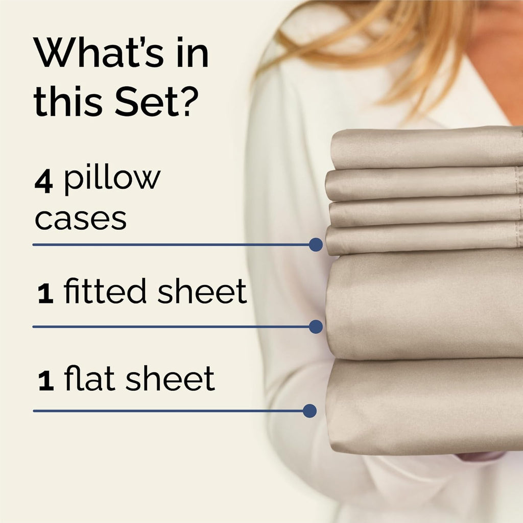 King 6 Piece Bed Sheet Set - Comfy, Breathable & Cooling Sheets - Cream | Ultra Soft Hotel Luxury Bedding Set W/ 8-16 Inch Deep Pockets - 1 Flat & 1 Fitted Sheet & 4 Pillowcases - Wrinkle & Fade Free