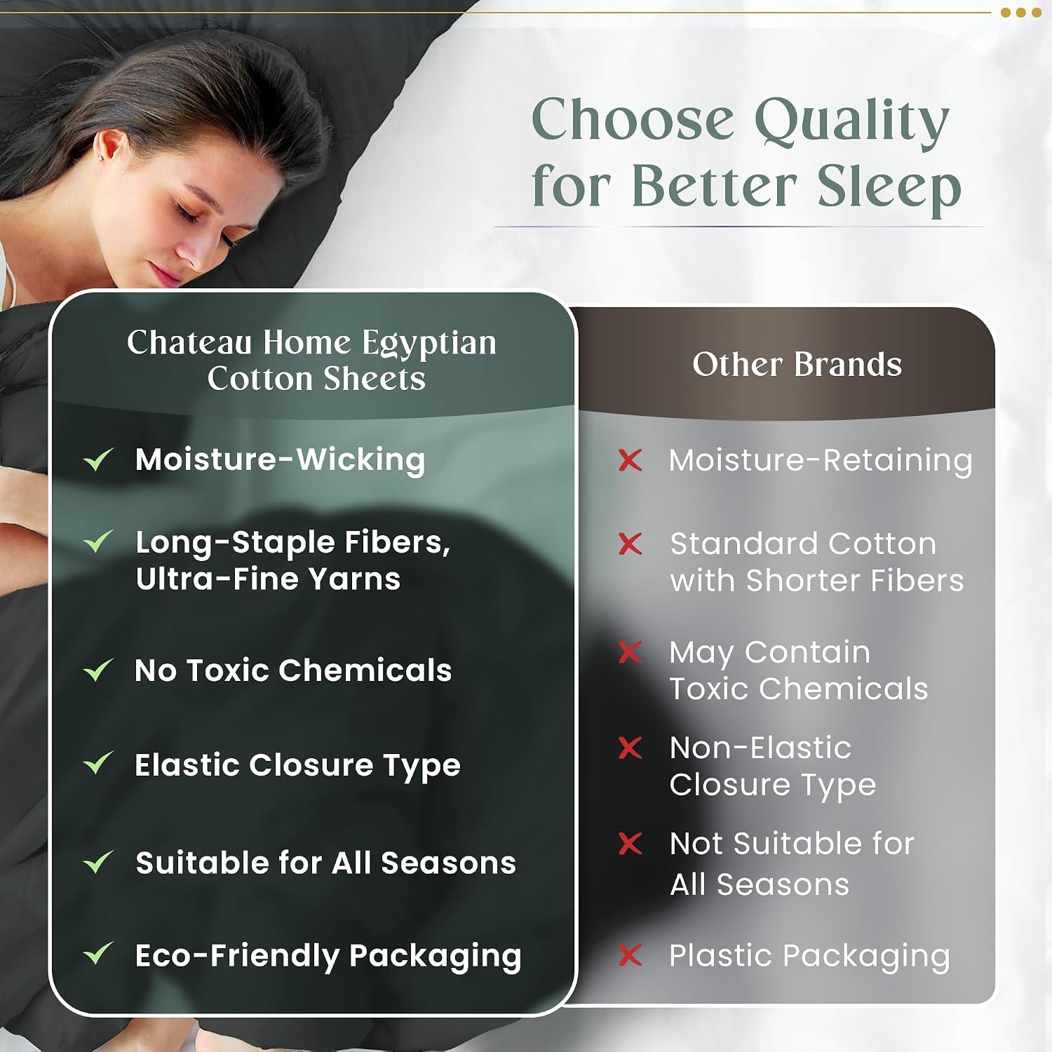 Egyptian Cotton Sheets Queen Size, 100% Cotton Queen Sheet Set - Charcoal | 4-Piece 800 Thread Count, OEKO TEX Certified, Sateen Weave Cooling Sheets with 15" Deep Pocket Fitted Sheet & Pillowcase Sets