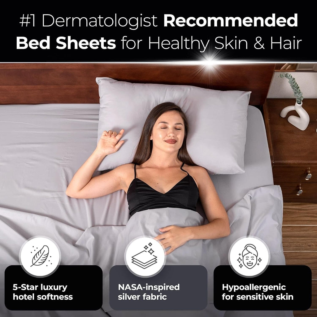 Silver Infused Bed Sheets Set - Ultra-Soft Temperature-Regulating Fabric with Self-Cleaning Technology™ That Stays Fresh 3X Longer for Hygienic Sleep