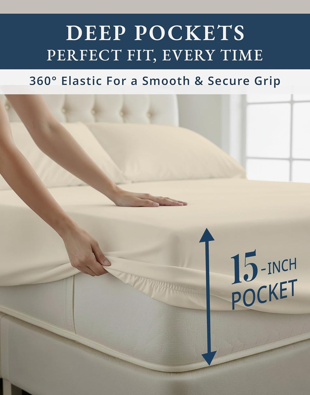 Queen Bed Sheets 100% Egyptian Cotton Sateen - Ivory | Sheets Queen Size Bed Set - 4-Piece Set, for a Luxurious Night'S Sleep, for Guests and Everyday Use, Luxe Sheen,