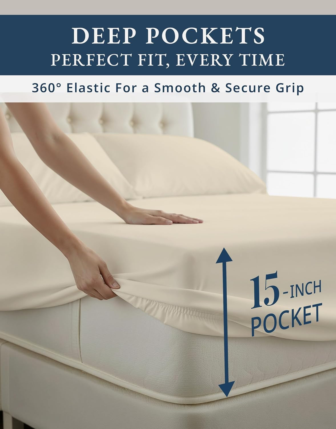 Queen Bed Sheets 100% Egyptian Cotton Sateen - Ivory | Sheets Queen Size Bed Set - 4-Piece Set, for a Luxurious Night'S Sleep, for Guests and Everyday Use, Luxe Sheen,