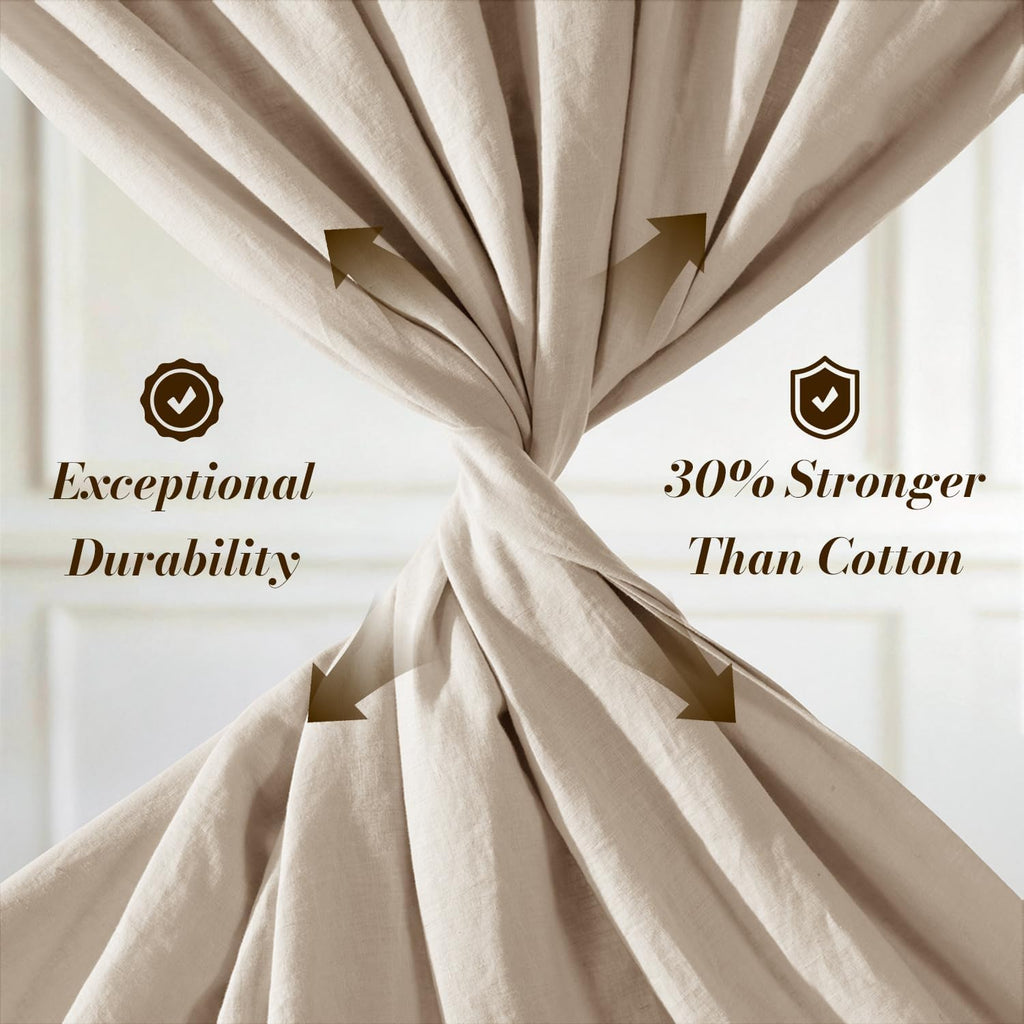 100% French Linen King Size Sheets Set,Natural Flax Bedding | Cooling for Hot Sleepers,Anti-Tear,Breathable Durable,16" Deep Pocket,Machine Washable,4Pc,Natural Linen