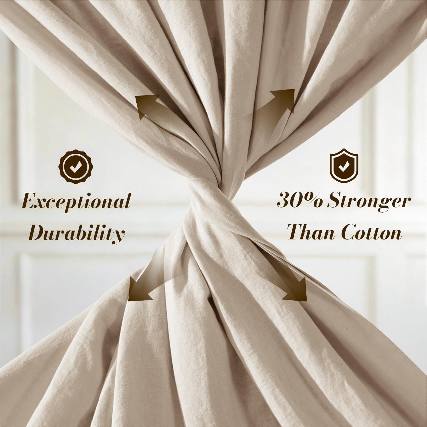 100% French Linen King Size Sheets Set,Natural Flax Bedding | Cooling for Hot Sleepers,Anti-Tear,Breathable Durable,16" Deep Pocket,Machine Washable,4Pc,Natural Linen
