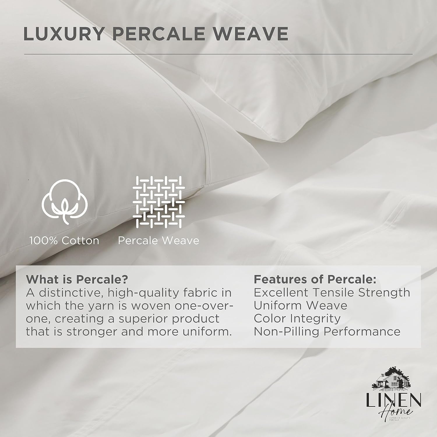 100% Cotton Percale Double Marrow Stitch Hem Sheet Set Queen Size, Olive Green, 4 Piece Hotel-Style Tailored Deep Pocket Bedding, Crisp Cool All-Season Breathable Sheets, Long-Staple Combed Cotton