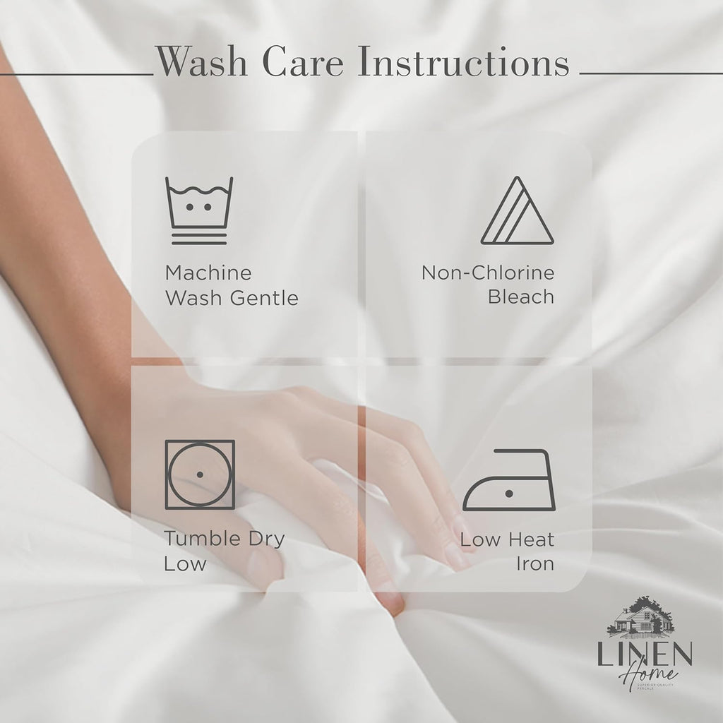 100% Cotton Percale Sheets Queen Size, White, Deep Pocket, 4 Pieces Set - 1 Flat, 1 Deep Pocket Fitted Sheet and 2 Pillowcases, Crisp Cool and Strong Bed Linen