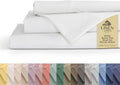 100% Cotton Percale Sheets Queen Size, White, Deep Pocket, 4 Pieces Set - 1 Flat, 1 Deep Pocket Fitted Sheet and 2 Pillowcases, Crisp Cool and Strong Bed Linen