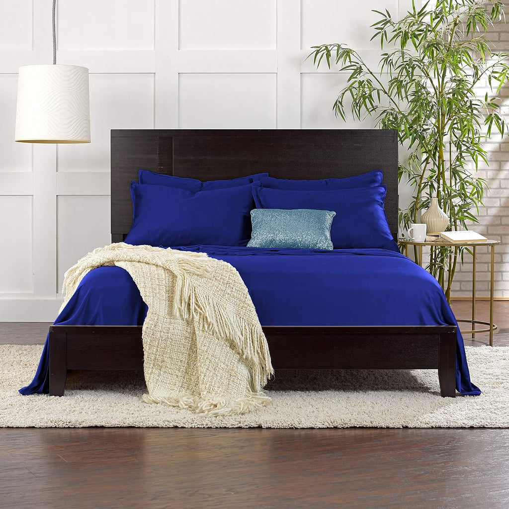 King Sheets, Genuine 100% Organic Viscose Derived from Bamboo Bed Sheet Set, Luxuriously Soft & Cooling, Double Stitching, 2 Year Quality Promise (King, Cobalt Blue)
