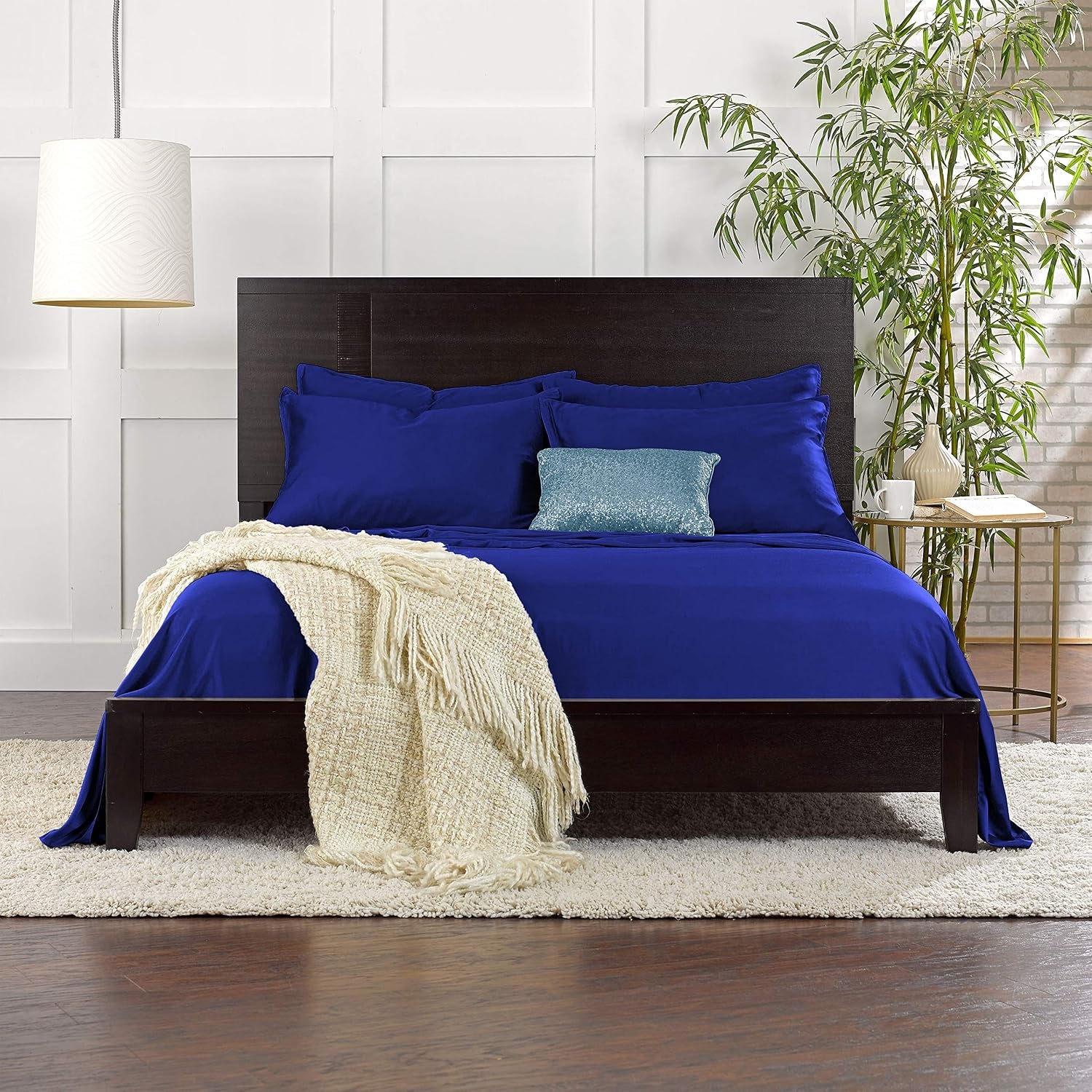 King Sheets, Genuine 100% Organic Viscose Derived from Bamboo Bed Sheet Set, Luxuriously Soft & Cooling, Double Stitching, 2 Year Quality Promise (King, Cobalt Blue)