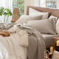 Sheet Set 100% Washed Cotton Linen-Like Extra Deep Pocket King | Relaxed Linen-Like Texture. Soft, Breathable & Lightweight Comfort. 15–19" Extra Deep Pocket with All-Around Elastic