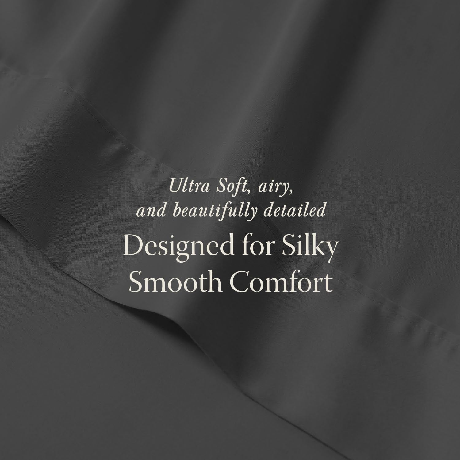 400TC Egyptian Cotton Queen Sheet Set, Sateen, Dark Grey, 4-Pc | 100% Egyptian Cotton, Sateen Weave, 4-Piece Set, 16" Deep Pocket, Cooling, OEKO-TEX Certified, Machine Washable