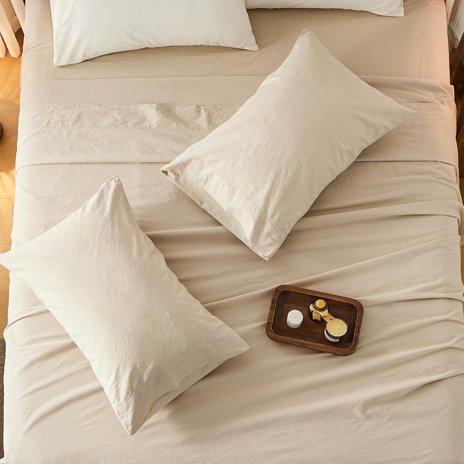 100% French Linen Queen Bedding Set – 18-24" Extra Deep, 4-Piece | Soft & Durable, Breathable & Cooling, Flax Linen Sheet, OEKO-TEX Certified, Moisture Wicking, Easy Care, Machine Washable