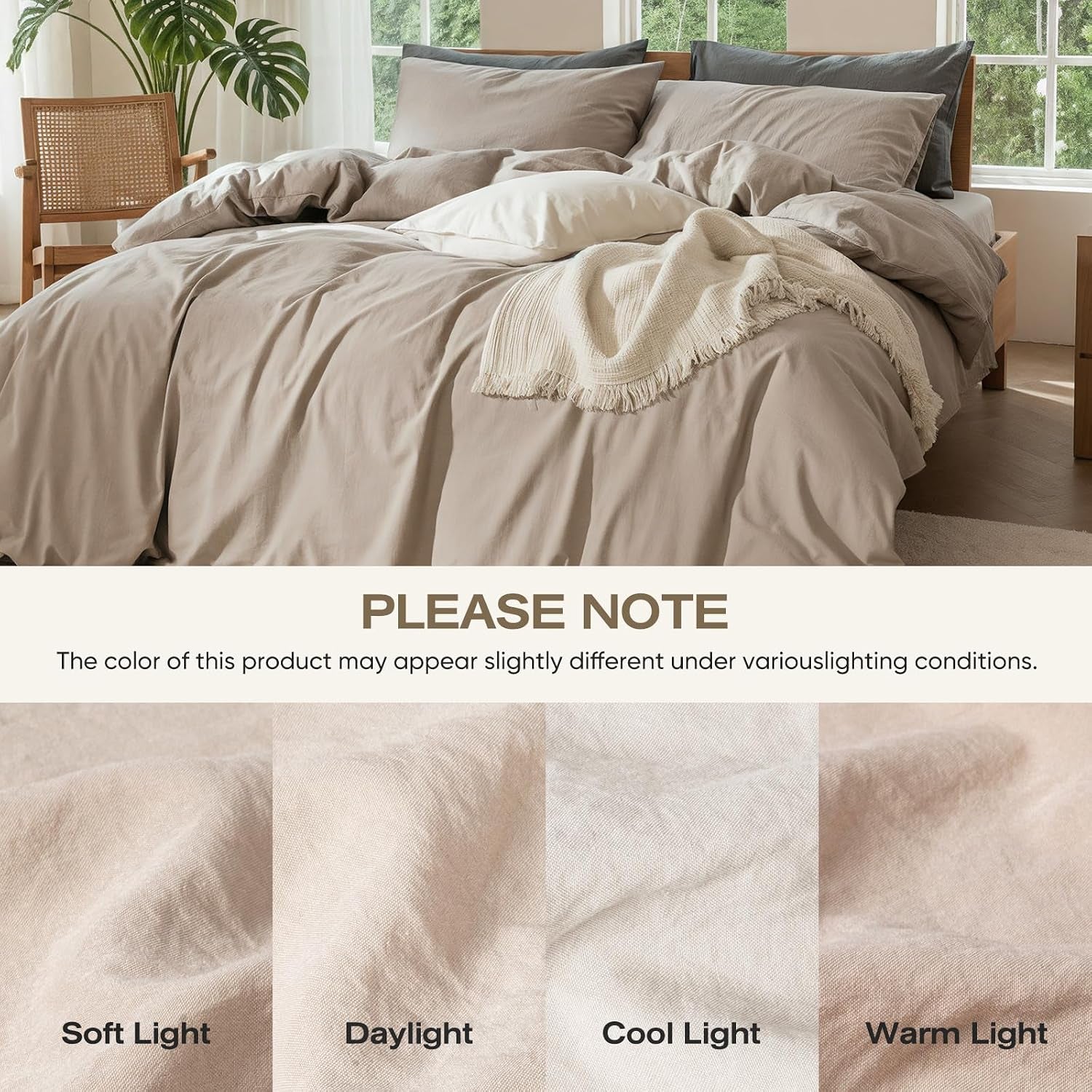 100% Pure Linen Blend 4 Piece Sheet Set, Cooling and Breathable Flax Bed Sheets for Hot Sleepers, All Season Comfort, Anti-Tear and Durable Bedding, 18 Inch Deep Pocket(Natural Linen, King)