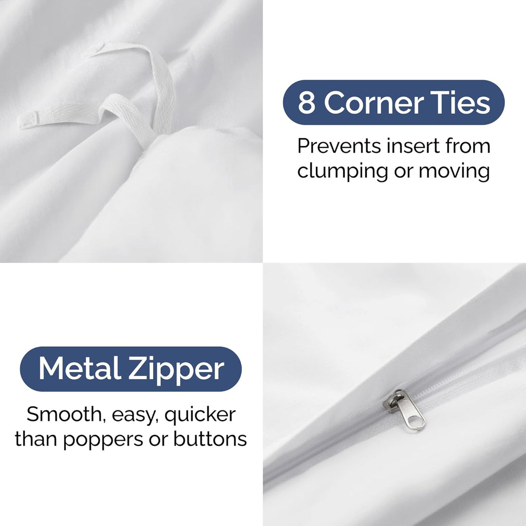 Duvet Cover Full Size - Extra Soft 3 Piece with Zipper Closure - White | Extra Soft, Breathable, Full Duvet Cover 80" X 90" with 2 Pillow Shams, Zipper Closures & Ties, Women, Men, Kids & Teens