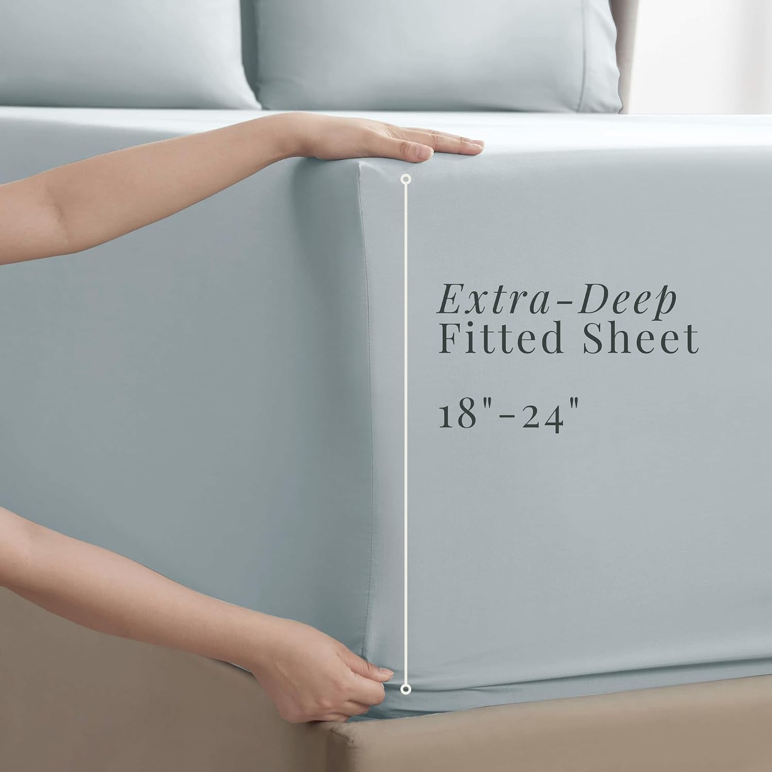 Bed Sheets, Luxury Soft 6 Piece Bed Sheet Set Extra Deep Pocket Fitted Sheets Fits Mattress up to 21", Double Brushed Bedding Sheets & Pillowcases,
