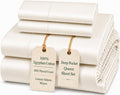 Egyptian Cotton Sheets Queen Size Bed Set, 800TC Bed Sheets - Coconut Milk | 15" Deep Pocket Hotel Luxury Queen Size Sheets Set, OEKO-TEX Certified Soft Sateen Weave, Breathable & Cooling Sheets Queen