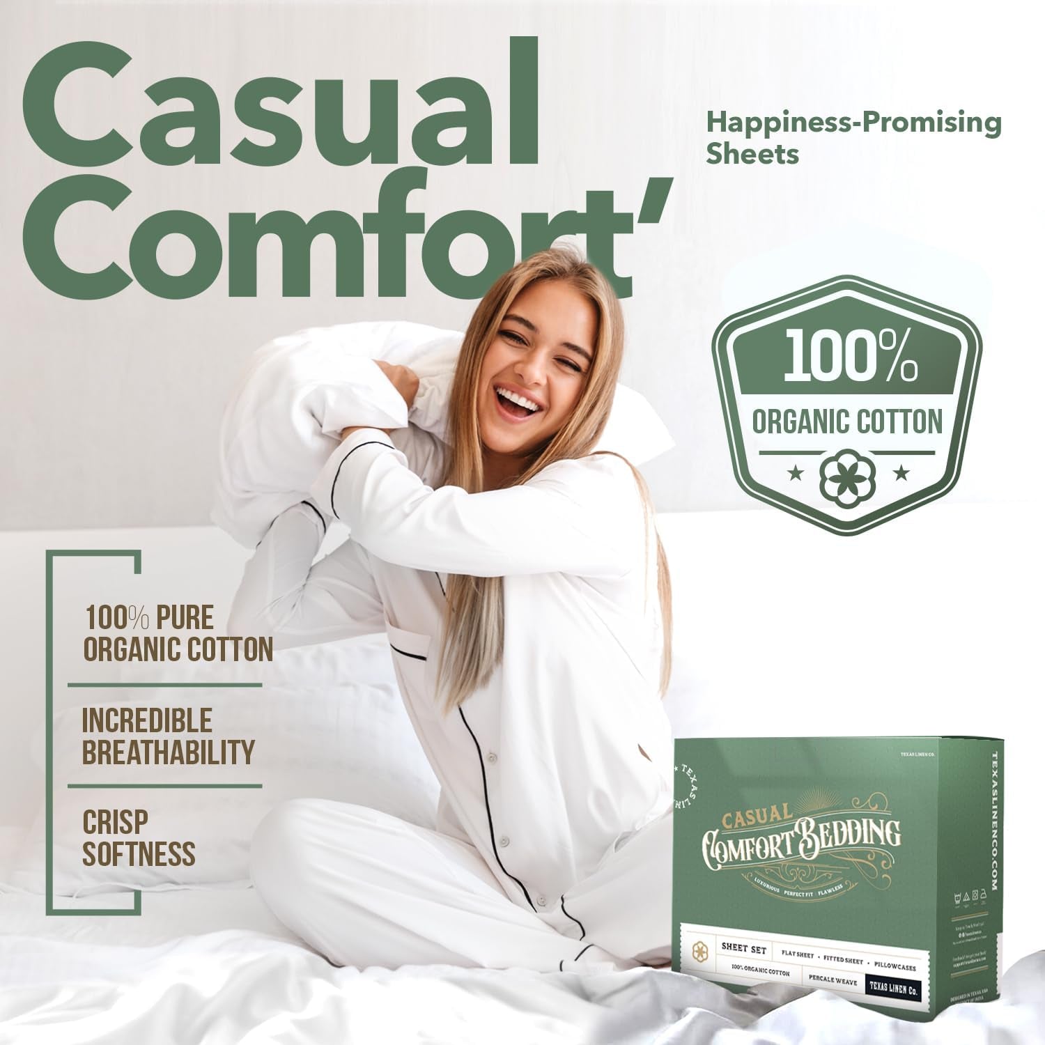 100% Organic Cotton Sheets King Size - 4 PC Organic Cotton King Percale Weave Sheet Set, Soft, Cooling, Crisp & Breathable, 16" Deep Pocket Hotel Quality Bedding Set - Dark Grey