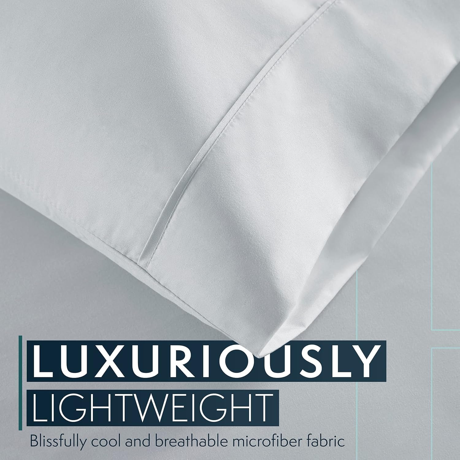 Bed Sheets Set Queen with 2 Pillowcases, Hotel Luxury Platinum 1800 Series Brushed Microfiber Deep Pocket Fitted Sheet, Fade Resistant Ultra Soft 4 Pcs Bedding for Hot Sleepers, Ice Blue