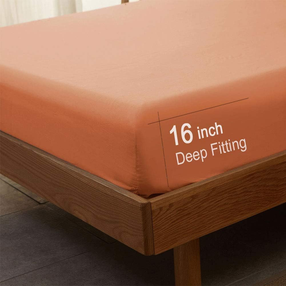 Bed Sheet Set Super Soft Microfiber 1800 Series Luxury Egyptian Sheets 16-Inch Deep Pocket Wrinkle and Hypoallergenic-4 Piece (Coral, Queen)