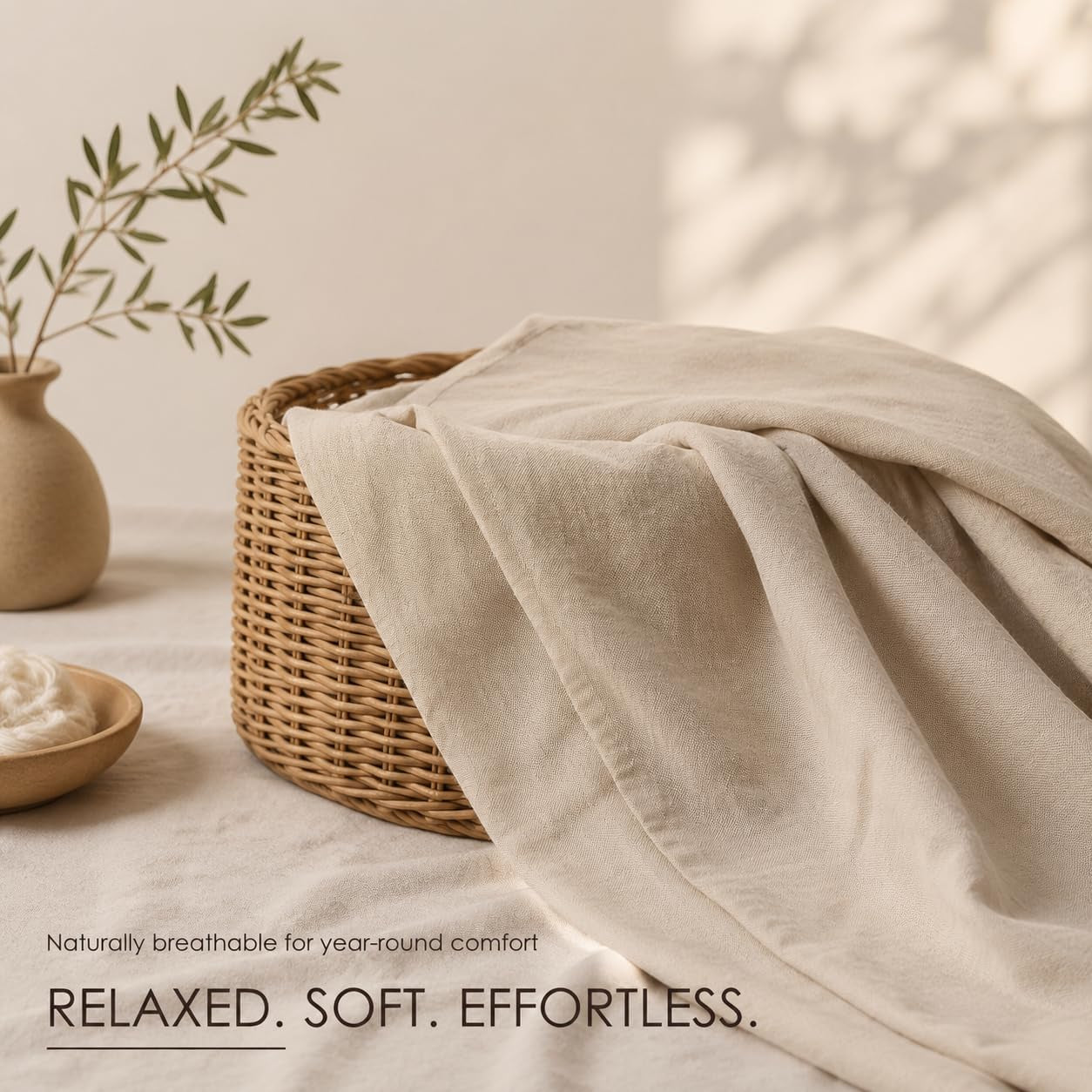 100% French Linen Sheets King,4 Pcs,18-24" Extra Deep Pocket | Soft Durable Linen Sheets, Breathable, Anti-Tear, OEKO-TEX Certified, Easy Care Machine Washable