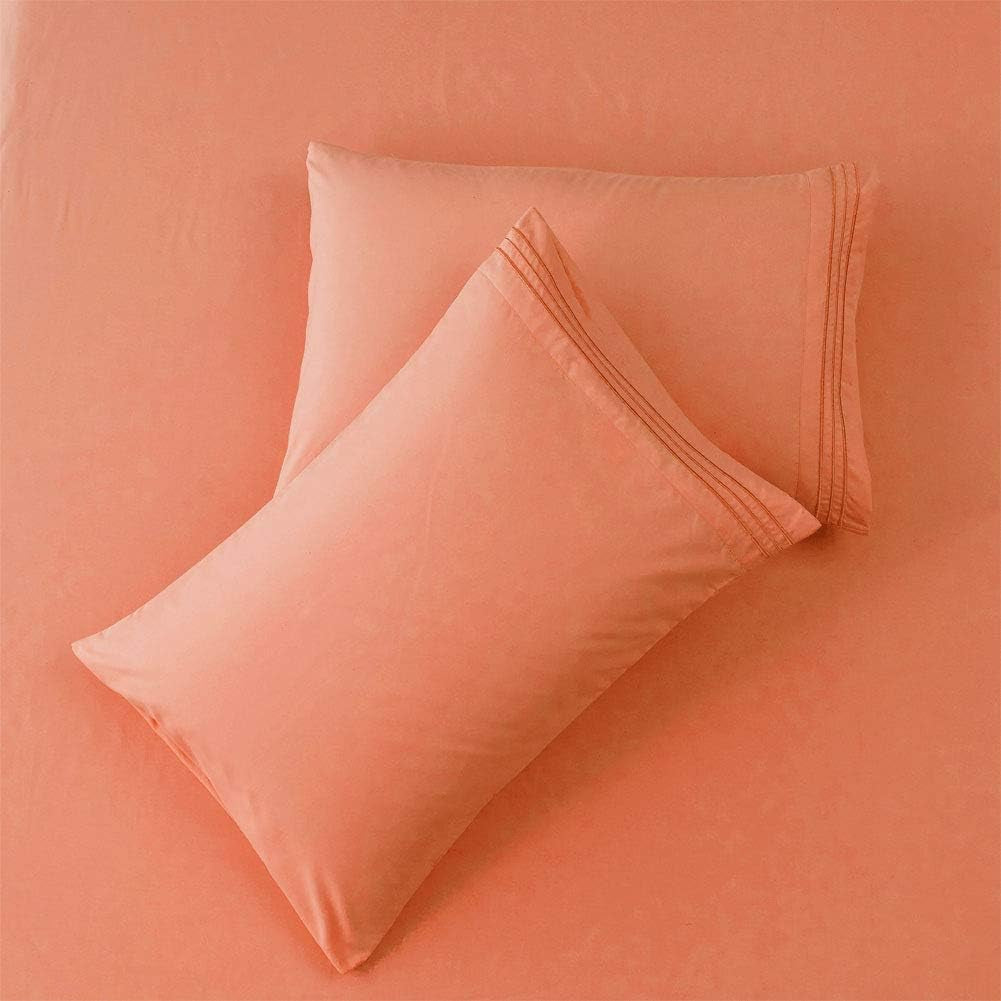 Bed Sheet Set Super Soft Microfiber 1800 Series Luxury Egyptian Sheets 16-Inch Deep Pocket Wrinkle and Hypoallergenic-4 Piece (Coral, Queen)