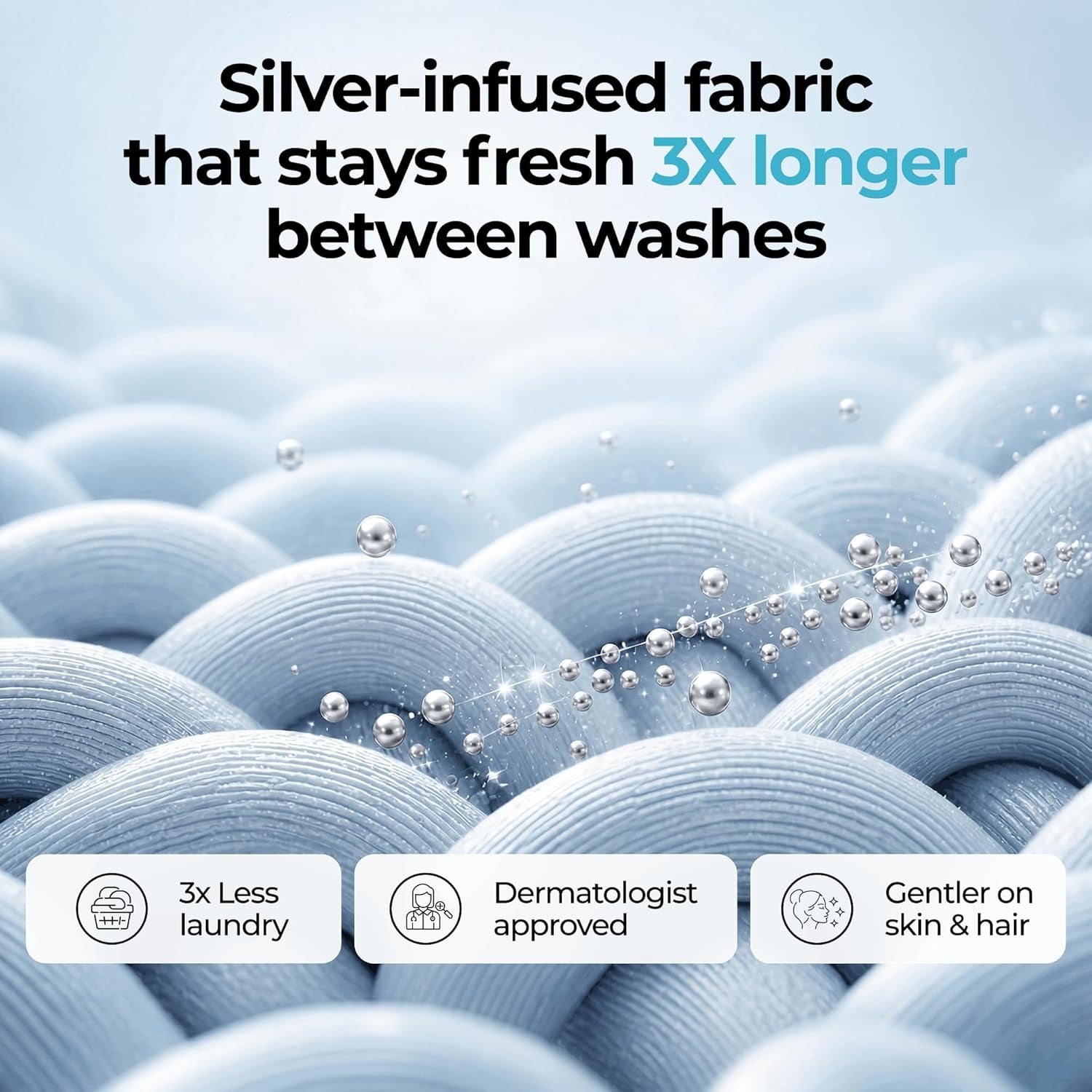 Silver Infused Bed Sheets Set - Ultra-Soft Temperature-Regulating Fabric with Self-Cleaning Technology™ That Stays Fresh 3X Longer for Hygienic Sleep