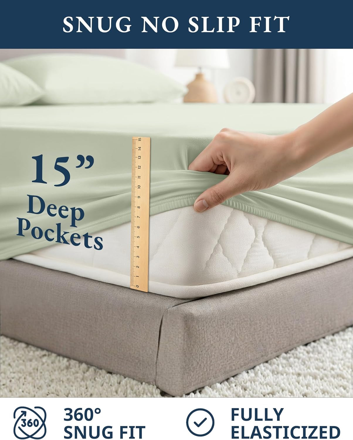 100% Organic Cotton Twin Sheets, Soft & Comfy Percale Weave Mercerized Fully Elasticized Reinforsed Seam Naturally Temperature Regulating Cotton Sheets Twin- Mineral