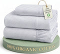 Twin Sheet Set 100% Organic Cotton Cooling Soft - Ticking Stripe | 100% Organic Cotton Percale Twin Sheet Set - Affordable Organic Luxury, Honest-Price Organic Quality, for Hot Sleepers