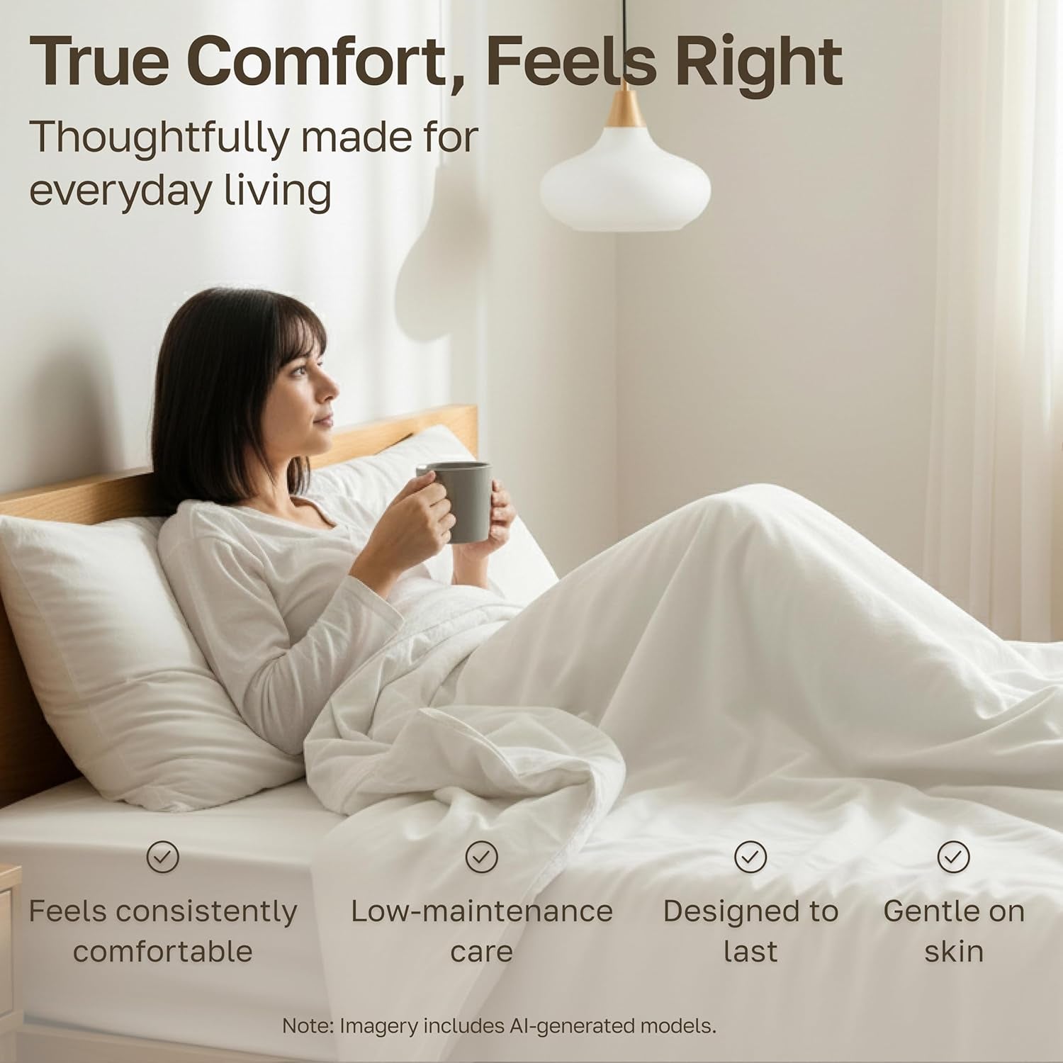 100% Cotton Sateen Deep Pocket Queen Sheets Set | 400 Thread Count Backed by Good Housekeeping Seal, 16" Deep Pocket, All-Around Elastic, Easy Care - Ivory (Pale Tone)