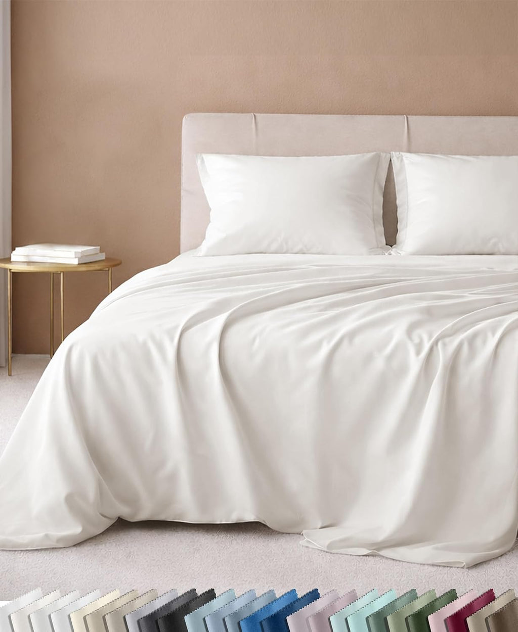 600 Thread Count Bed Sheets Queen Size Set,True Ivory | 100% Cotton Sateen Backed by Good Housekeeping Seal, Soft & Smooth, 16" Deep Pocket, All-Around Elastic, Durable, Easy Care