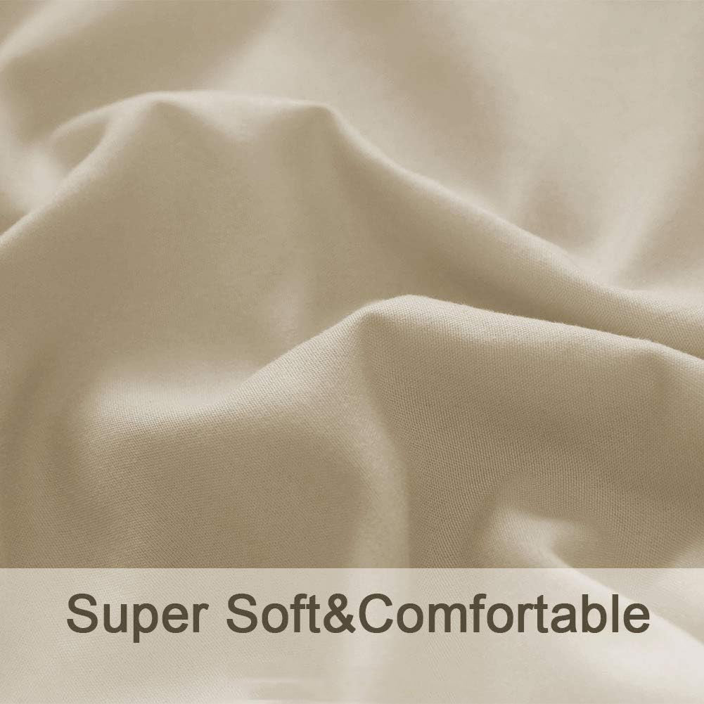 Bed Sheet Set Super Soft Microfiber 1800 Series Luxury Egyptian Sheets 16-Inch Deep Pocket Wrinkle and Hypoallergenic-4 Piece (Beige, Queen)