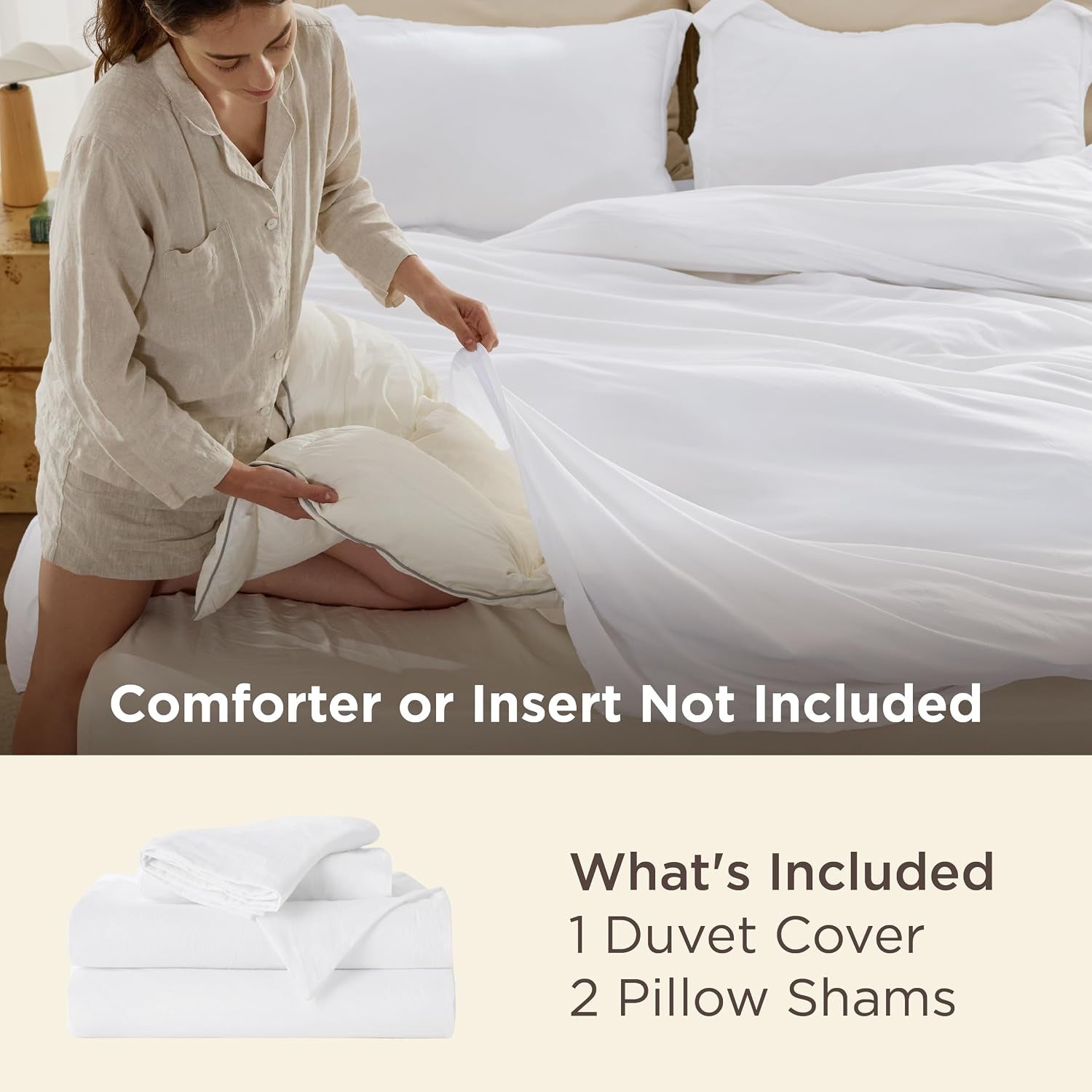 Bedsure Prewashed Duvet Cover Queen, Cotton-Like Bedding Set, Bright White | Ultra Soft, Relaxed Texture, Breathable Comfort, Hidden Zipper, 8 Corner Ties, Easy Care, OEKO-TEX Certified, Year-Round Use