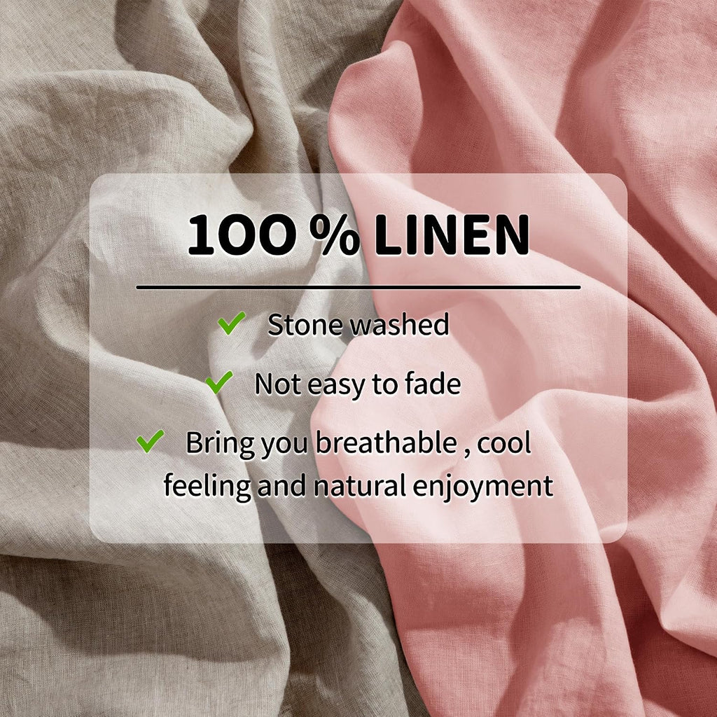 100% French Organic Linen Sheet Set 4Pcs, 16" Deep Pocket Queen Size | Pure Linen Bed Sheet, Natural Flax, Soft Breathable Sheets for Hot Sleepers, Durable, and Cozy for All Seasons, Blush Pink