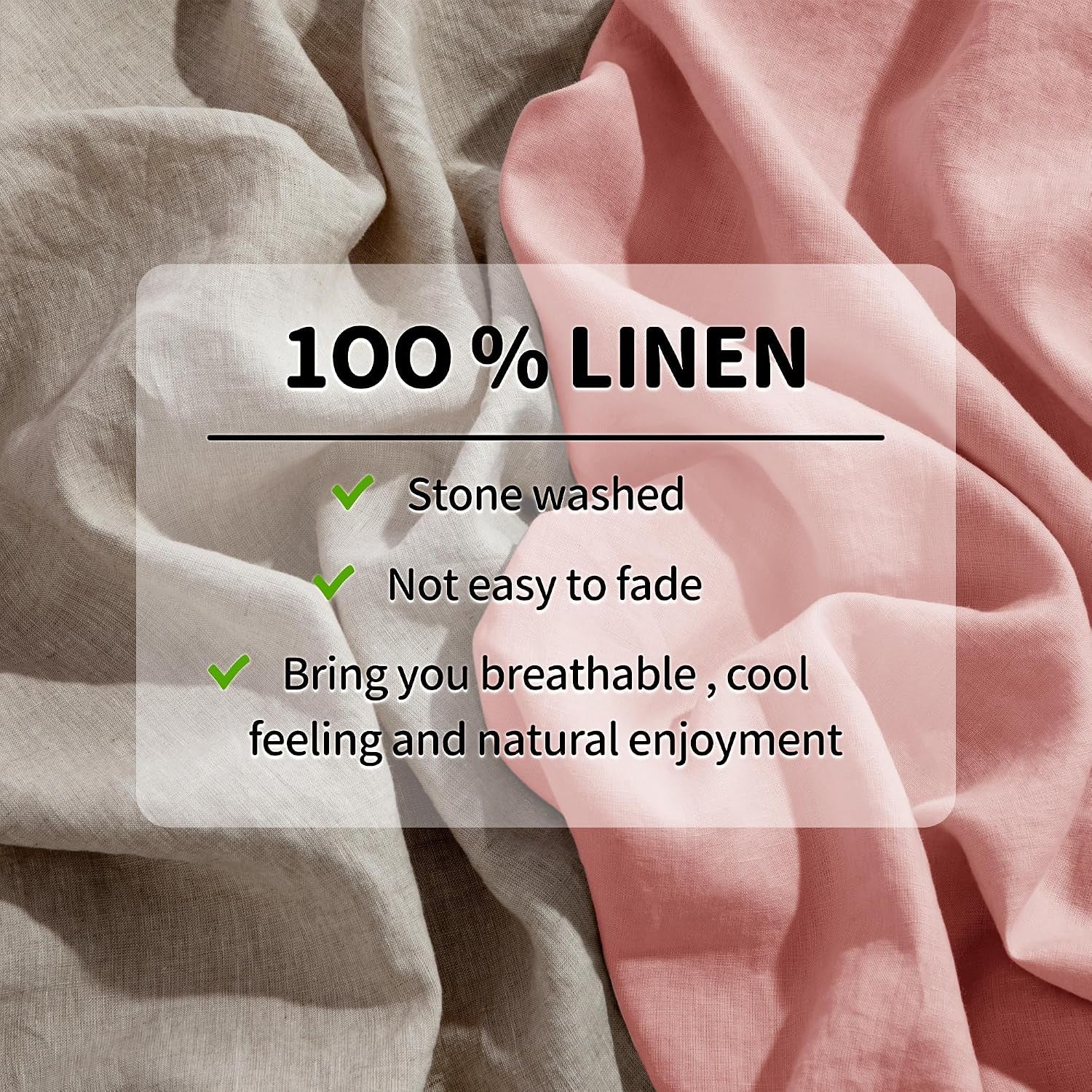 100% French Organic Linen Sheet Set 4Pcs, 16" Deep Pocket Queen Size | Pure Linen Bed Sheet, Natural Flax, Soft Breathable Sheets for Hot Sleepers, Durable, and Cozy for All Seasons, Blush Pink