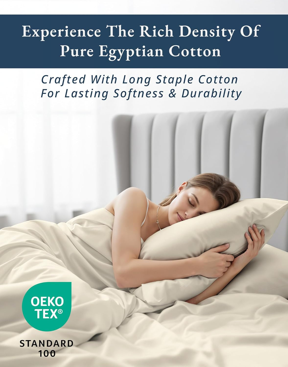 Queen Bed Sheets 100% Egyptian Cotton Sateen - Ivory | Sheets Queen Size Bed Set - 4-Piece Set, for a Luxurious Night'S Sleep, for Guests and Everyday Use, Luxe Sheen,