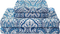 Blue Paisley Printed Queen Size Sheet Set, Blue Floral Sheets Queen, Cozy Microfiber Fitted Sheet with 15" Deep Pocket & Non-Slip Straps, Flower Patterned Sheets & Pillowcase Sets
