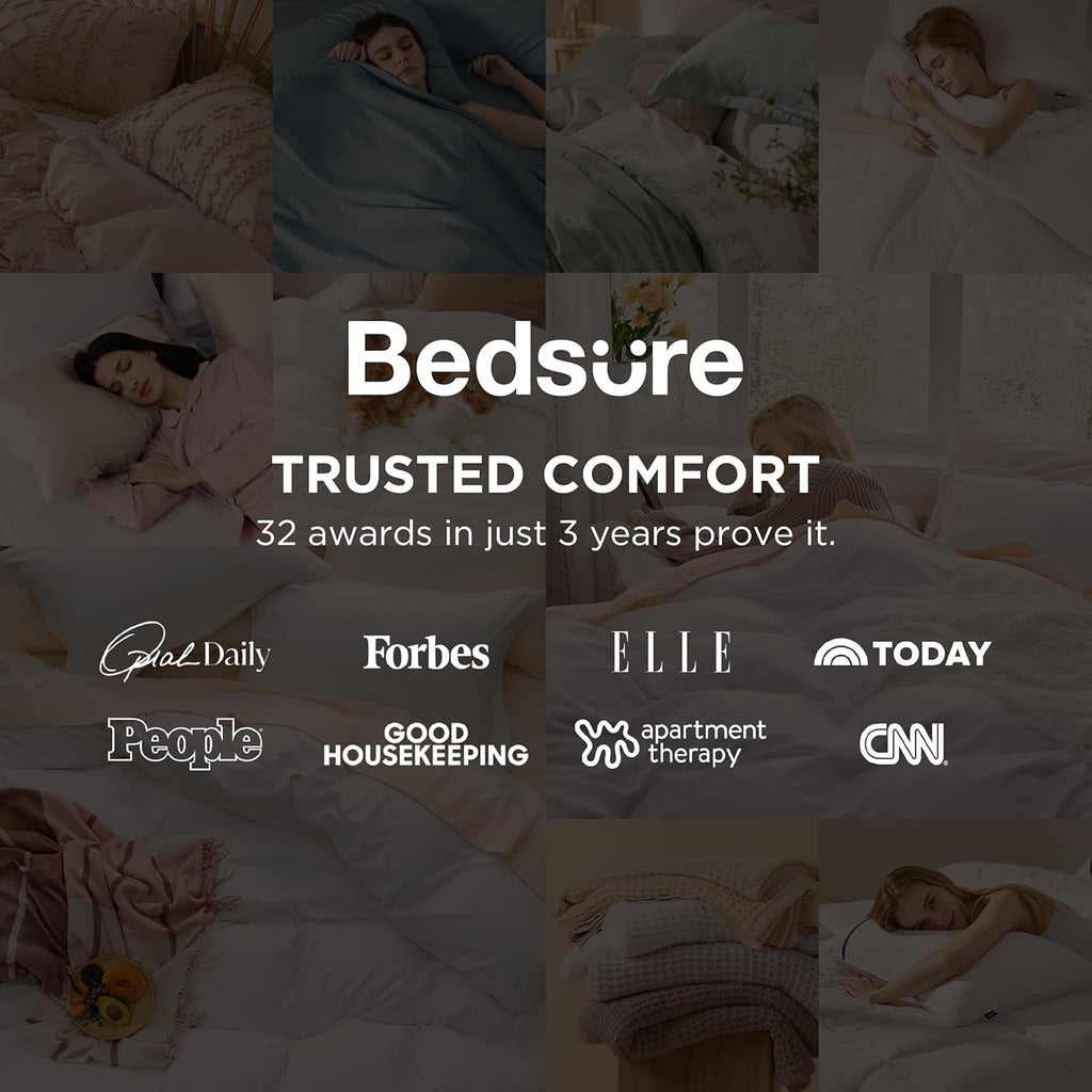 Bedsure Prewashed Duvet Cover Queen, Cotton-Like Bedding Set, Bright White | Ultra Soft, Relaxed Texture, Breathable Comfort, Hidden Zipper, 8 Corner Ties, Easy Care, OEKO-TEX Certified, Year-Round Use