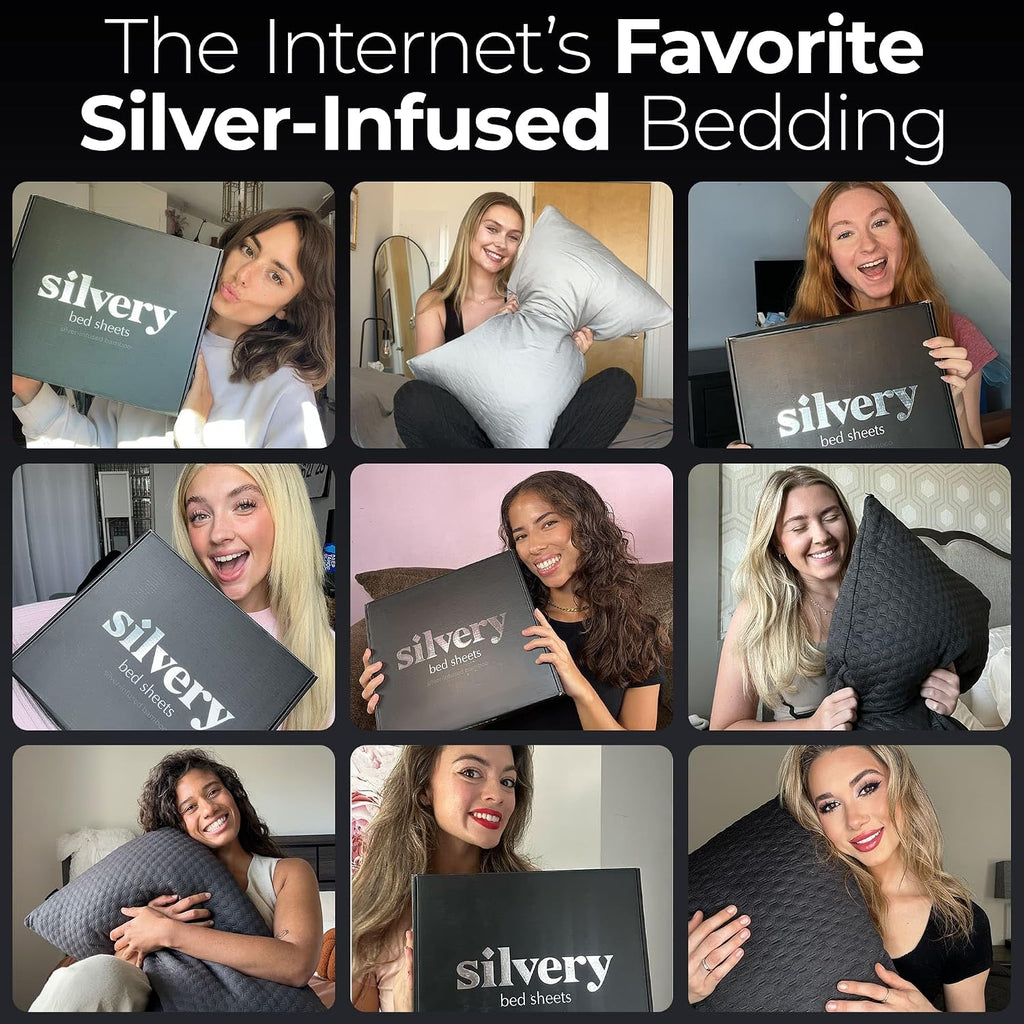 Silver Infused Bed Sheets Set - Ultra-Soft Temperature-Regulating Fabric with Self-Cleaning Technology™ That Stays Fresh 3X Longer for Hygienic Sleep