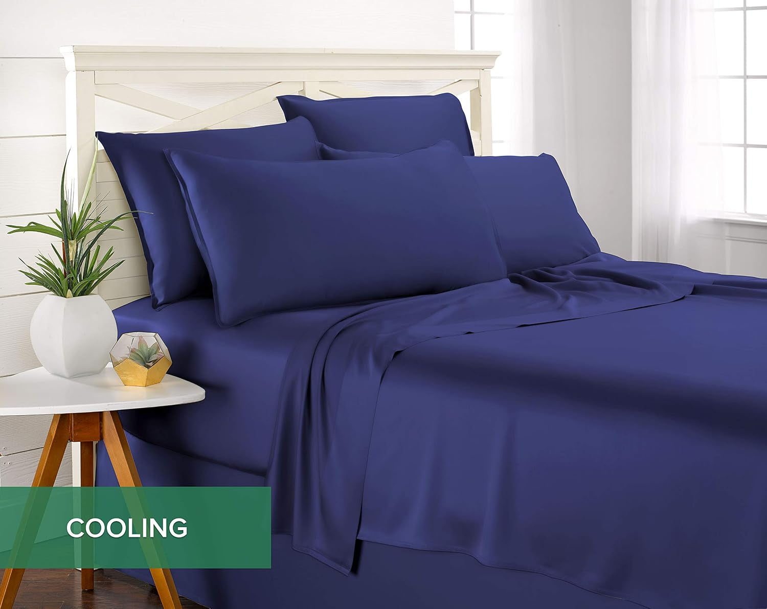 King Sheets, Genuine 100% Organic Viscose Derived from Bamboo Bed Sheet Set, Luxuriously Soft & Cooling, Double Stitching, 2 Year Quality Promise (King, Cobalt Blue)