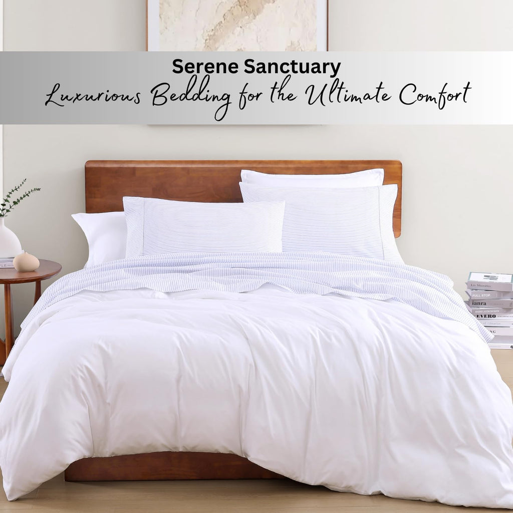 Twin Sheet Set 100% Organic Cotton Cooling Soft - Ticking Stripe | 100% Organic Cotton Percale Twin Sheet Set - Affordable Organic Luxury, Honest-Price Organic Quality, for Hot Sleepers