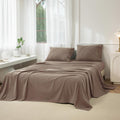 King Washed Cotton Sheet Set, 4-Piece, Relaxed Linen Feel | Deep Pocket Fits Mattresses up to 17". Flat Sheet & 2 Pillowcases. Naturally Soft & Breathable. Machine Washable.