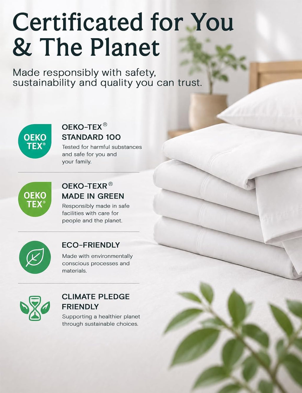 Queen Size Sheet Set, Cooling & Soft Deep Pocket Bed Sheets, 4PC |  Silky Fitted Sheet & Pillowcase Sets, Breathable Hotel Luxury Bedding for Mattress Wrinkle Free, White