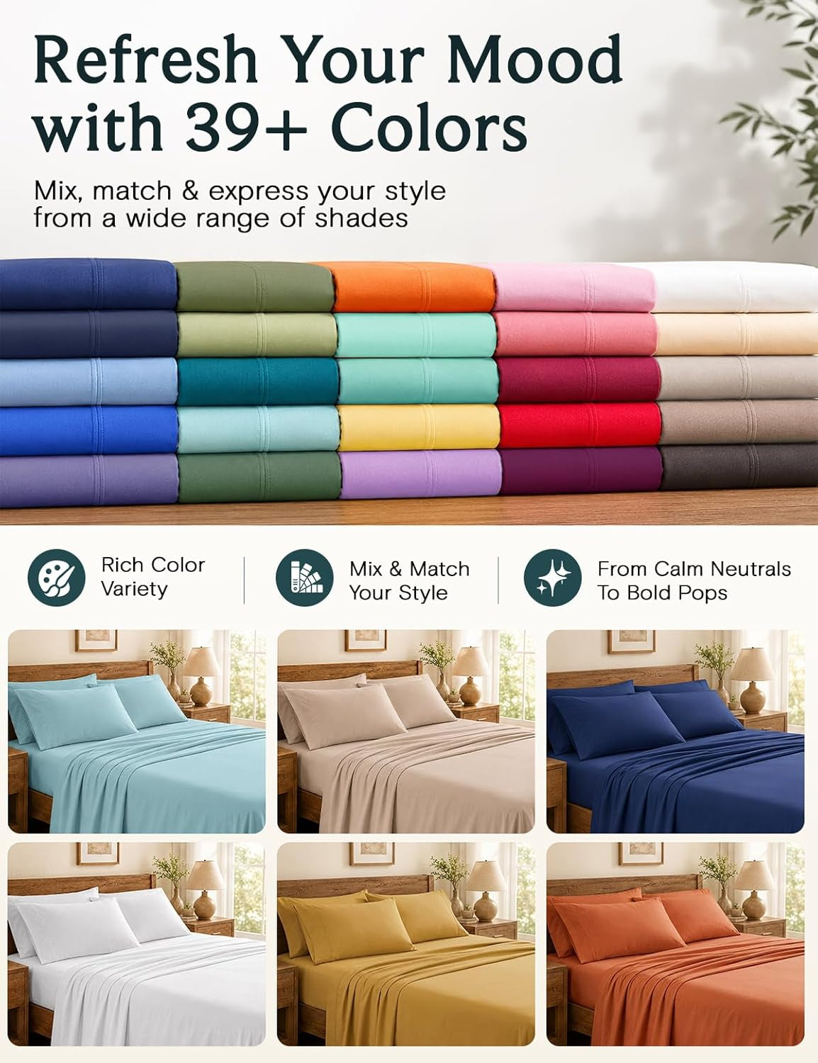 Queen Size Sheet Set, Cooling & Soft Deep Pocket Bed Sheets, 4PC |  Silky Fitted Sheet & Pillowcase Sets, Breathable Hotel Luxury Bedding for Mattress Wrinkle Free, White