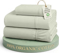 100% Organic Cotton Twin Sheets, Soft & Comfy Percale Weave Mercerized Fully Elasticized Reinforsed Seam Naturally Temperature Regulating Cotton Sheets Twin- Mineral