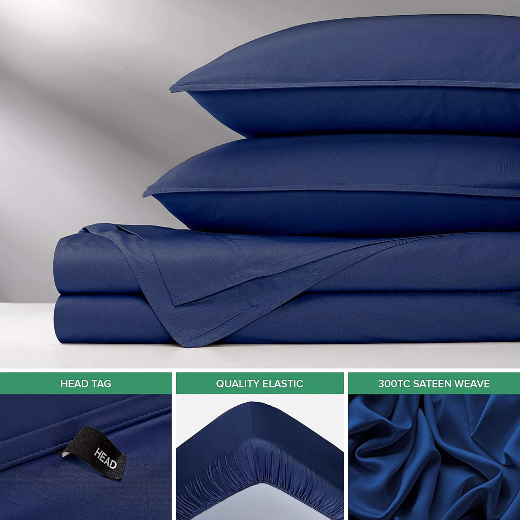 King Sheets, Genuine 100% Organic Viscose Derived from Bamboo Bed Sheet Set, Luxuriously Soft & Cooling, Double Stitching, 2 Year Quality Promise (King, Cobalt Blue)